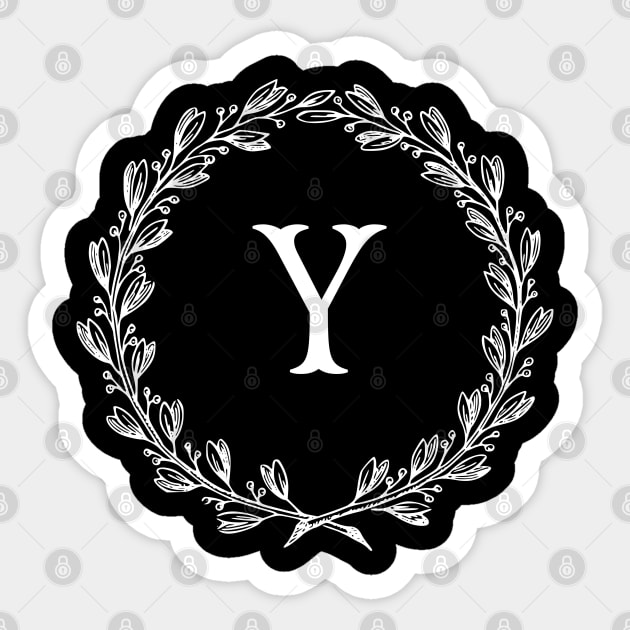 Beautiful Letter Y Alphabet Initial Monogram Wreath Sticker by anonopinion